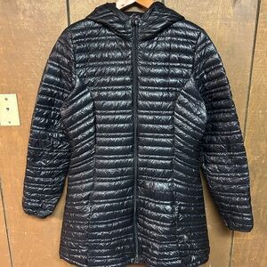 Patagonia Womens Nano Puff Parka Jacket Sz L Black Outdoor Hiking Packable READ